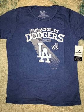 Majestic Los Angeles Dodgers World Series Champions Blue T-Shirt 2XL